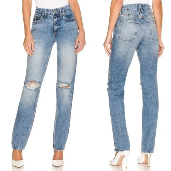 Good American Good '90s Icon Jeans Straight Leg Indigo 065 Size 12 / 31 - Picture 1 of 10